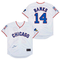 Chicago Cubs #14 Ernie Banks White Korea Throwback Authentic Stitched MLB jersey
