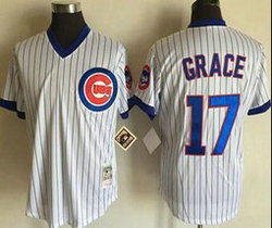 Chicago Cubs #17 Mark Grace White(Blue Strip) Throwback Stitched MLB Jersey