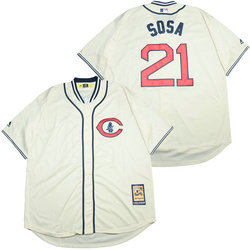 Chicago Cubs #21 Sammy Sosa Cream 1929 Game Throwback Authentic Stitched MLB Jersey