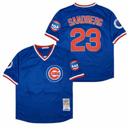 Chicago Cubs #23 Ryne Sandberg Blue 1964 Fullover Throwback Authentic Stitched MLB jersey