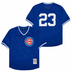Chicago Cubs #23 Ryne Sandberg Blue BP Throwback Authentic Stitched MLB Jersey