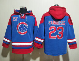 Chicago Cubs #23 Ryne Sandberg Blue Red Stitched Hoodies