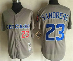 Chicago Cubs #23 Ryne Sandberg Grey Throwback Authentic Stitched MLB jersey