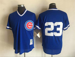 Chicago Cubs #23 Ryne Sandberg Light Blue Pullover Throwback Authentic Stitched MLB Jersey