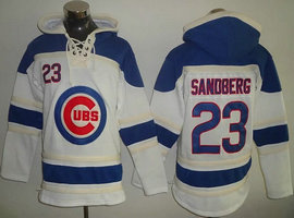Chicago Cubs #23 Ryne Sandberg White Authentic Stitched MLB Hooded