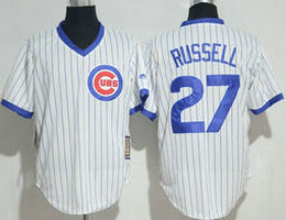 Chicago Cubs #27 Addison Russell White Throwback Authentic Stitched MLB Jersey