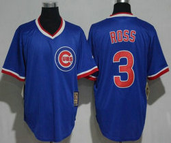 Chicago Cubs #3 David Ross Blue Pullover Throwback Authentic Stitched MLB Jersey