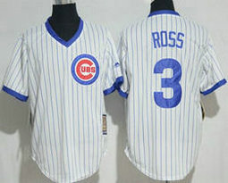 Chicago Cubs #3 David Ross White Pullover Throwback Authentic Stitched MLB Jersey