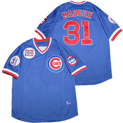 Chicago Cubs #31 Greg Maddux Blue Pullover Throwback Authentic Stitched MLB jersey