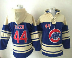 Chicago Cubs #44 Anthony Rizzo Blue Authentic Stitched MLB Hooded