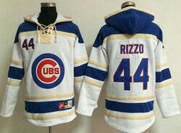 Chicago Cubs #44 Anthony Rizzo White Sawyer Hooded Sweatshirt Baseball Hoodie
