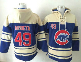 Chicago Cubs #49 Jake Arrieta Blue Authentic Stitched MLB Hooded