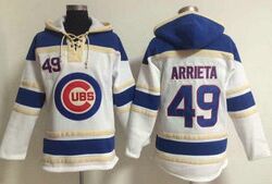 Chicago Cubs #49 Jake Arrieta White Hooded Jersey