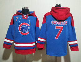 Chicago Cubs #7 Dansby Swanson Blue Red Stitched Hoodies