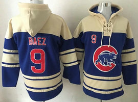 Chicago Cubs #9 Javier Baez Blue Authentic Stitched MLB Hooded