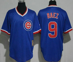 Chicago Cubs #9 Javier Baez Blue Pullover Throwback Authentic Stitched MLB Jersey