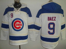 Chicago Cubs #9 Javier Baez White Authentic Stitched MLB Hooded