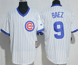Chicago Cubs #9 Javier Baez White Pullover Throwback Authentic Stitched MLB Jersey