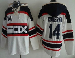 Chicago White Sox #14 Paul Konerko White Authentic Stitched Hoodie