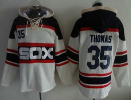 Chicago White Sox #35 Frank Thomas White Authentic Stitched Hoodie