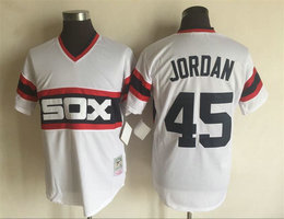 Chicago White Sox #45 Michael Jordan White Pullover Game Throwback Authentic Stitched MLB Jersey