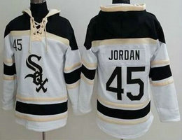 Chicago White Sox #45 Michael Jordan White Sawyer Hooded Sweatshirt Baseball Hoodie