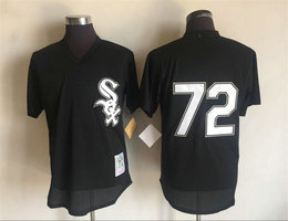 Chicago White Sox #72 Carlton Fisk Black no name Pullover Thorwback Authentic Stitched MLB Jersey
