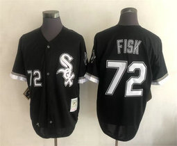 Chicago White Sox #72 Carlton Fisk Black Throwback Authentic Stitched MLB Jersey