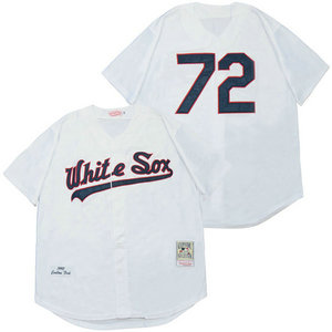 Chicago White Sox #72 Carlton Fisk White 1990 Thorwback Authentic Stitched MLB Jersey