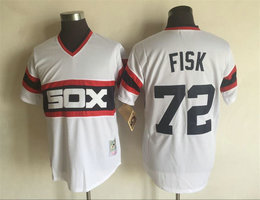 Chicago White Sox #72 Carlton Fisk White Pullover Game Throwback Authentic Stitched MLB Jersey