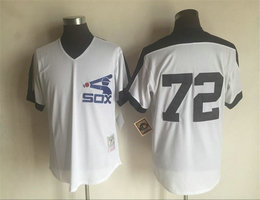 Chicago White Sox #72 Carlton Fisk White no name Pullover Game Throwback Authentic Stitched MLB Jersey