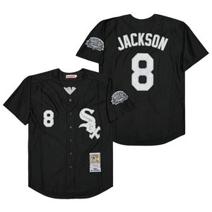 Chicago White Sox #8 Bo Jackson Black With name Throwback Authentic Stitched MLB Jersey