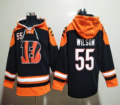 Cincinnati Bengals #55 Logan Wilson Black NFL Stitched Hoodies