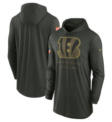Cincinnati Bengals Forest Green 2025 Salute To Service Sideline Dri-FIT Lightweight Pullover Hoodie