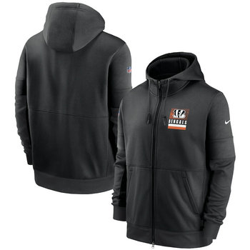 Cincinnati Bengals Nike Black Sideline Impact Lockup Performance Full-Zip Hoodie