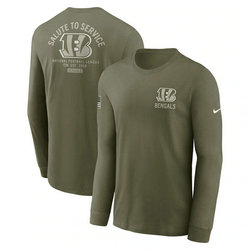 Cincinnati Bengals Olive 2025 Salute To Service Sideline Long Sleeve T-Shirt