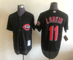 Cincinnati Reds #11 Barry Larkin Black Throwback Authentic Stitched MLB Jersey