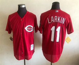 Cincinnati Reds #11 Barry Larkin Red Throwback Authentic Stitched MLB Jersey