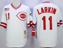 Cincinnati Reds #11 Barry Larkin White Throwback 1990 Authentic Stitched MLB Jersey