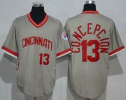 Cincinnati Reds #13 Dave Concepcion Grey Throwback Authentic Stitched MLB Jersey