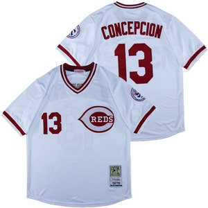 Cincinnati Reds #13 Dave Concepcion White Pullover Throwback Authentic Stitched MLB Jersey