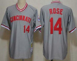 Cincinnati Reds #14 Pete Rose Grey Throwback Authentic Stitched MLB Jersey