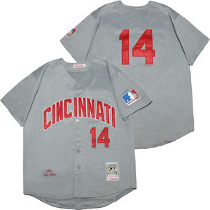 Cincinnati Reds #14 Pete Rose Grey Throwback Authentic Stitched MLB Jersey