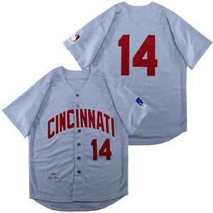 Cincinnati Reds #14 Pete Rose Hemp grey Throwback Authentic Stitched MLB Jerseys