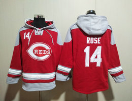 Cincinnati Reds #14 Pete Rose Red All Stitched Hooded Sweatshirt