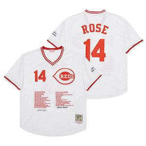 Cincinnati Reds #14 Pete Rose White honor Throwback Authentic Stitched MLB Jersey