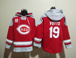 Cincinnati Reds #19 Joey Votto Red All Stitched Hooded Sweatshirt