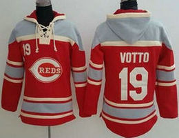 Cincinnati Reds #19 Joey Votto Red Sawyer Hooded Sweatshirt Baseball Hoodie