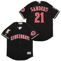 Cincinnati Reds #21 Reggie Sanders Black Game Authentic Stitched MLB jersey