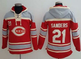 Cincinnati Reds #21 Reggie Sanders Red Sawyer Hooded Sweatshirt Baseball Hoodie